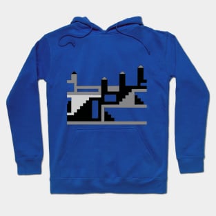 Simple Castle in Black and White on Blue Hoodie